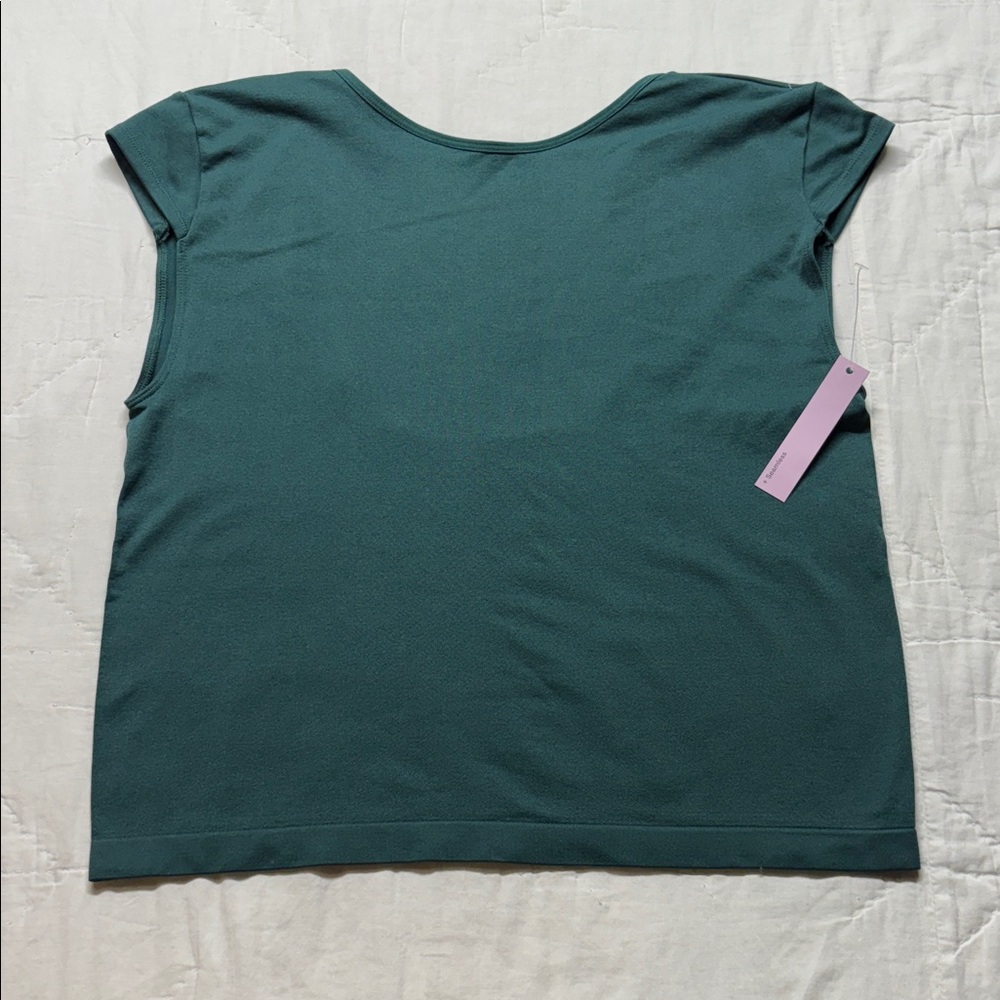 NWT‎ Minimalist Balletcore Bodycon Seamless Cap Sleeve Top Teal Green